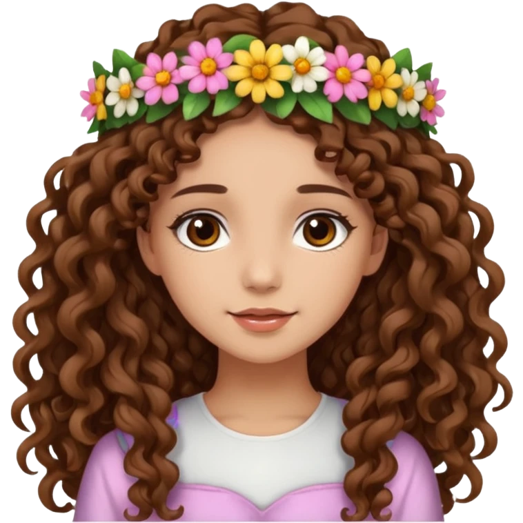 pretty girl brown long hair curly with brown eyes and lightskin  emoji