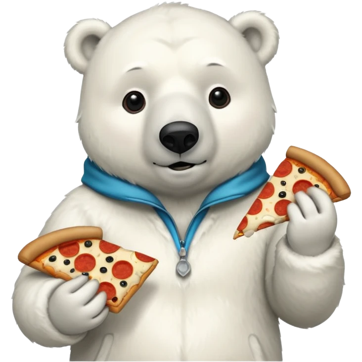 polar bear with pizza wearing coat emoji