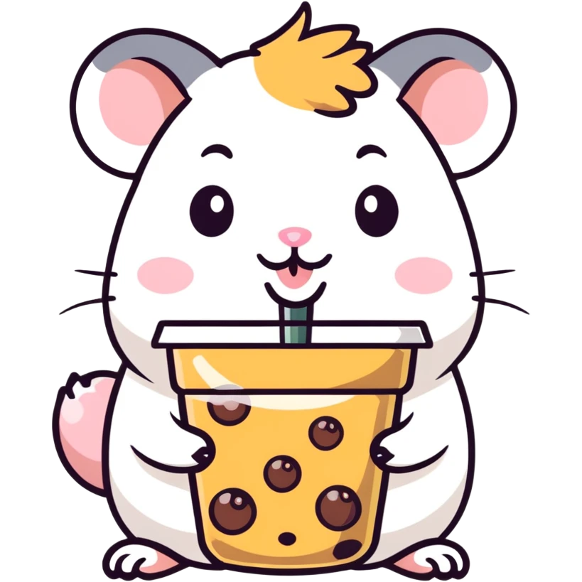hamster with bubble tea emoji
