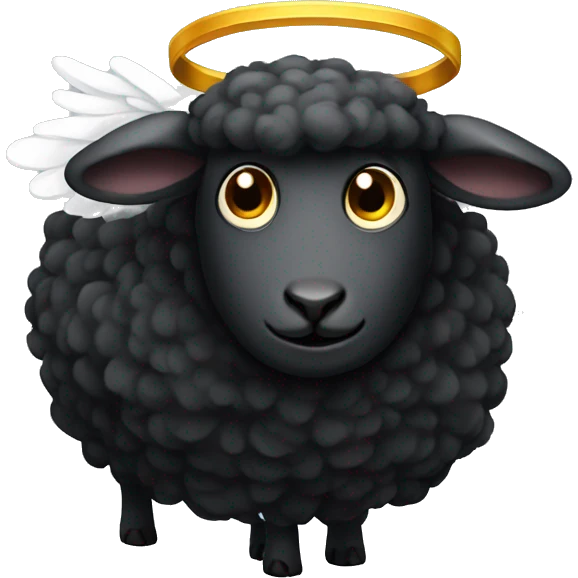 Black sheep with angel wing emoji