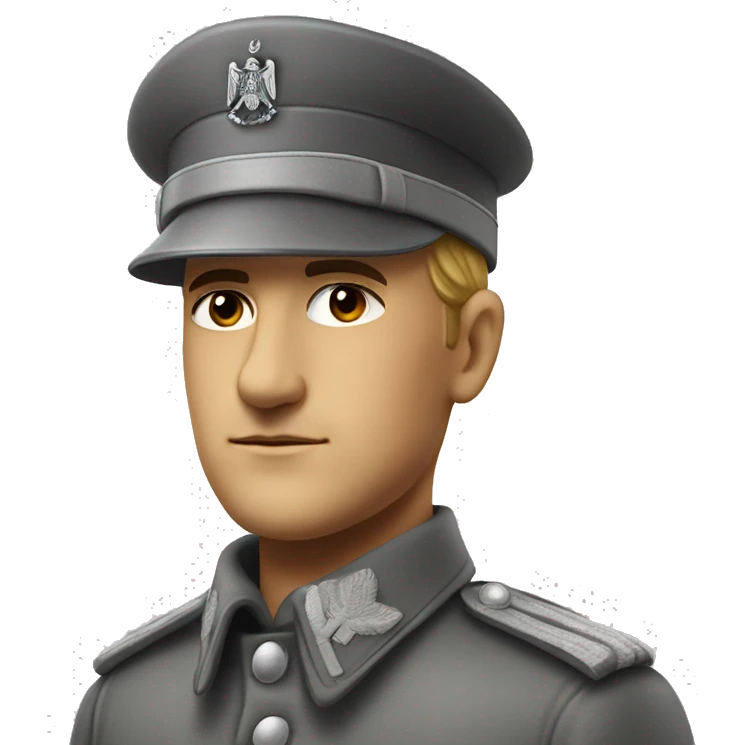 serious german soldier the middle of the XX century photorealistic gray uniform emoji