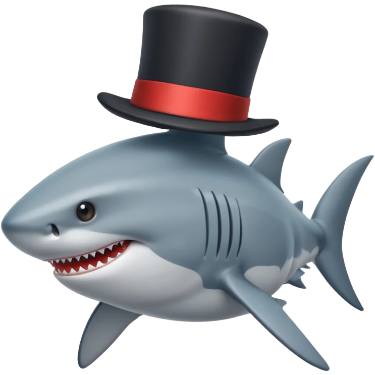 Shark with a top hat emoji