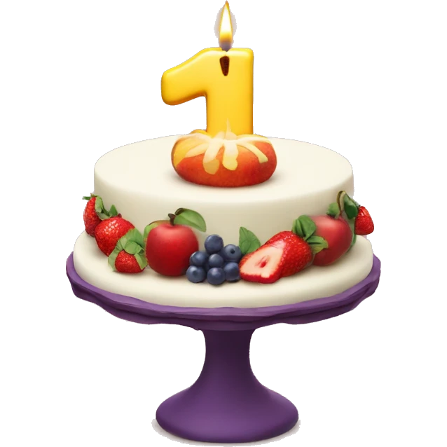 '10' birthday candle on fruits cake emoji