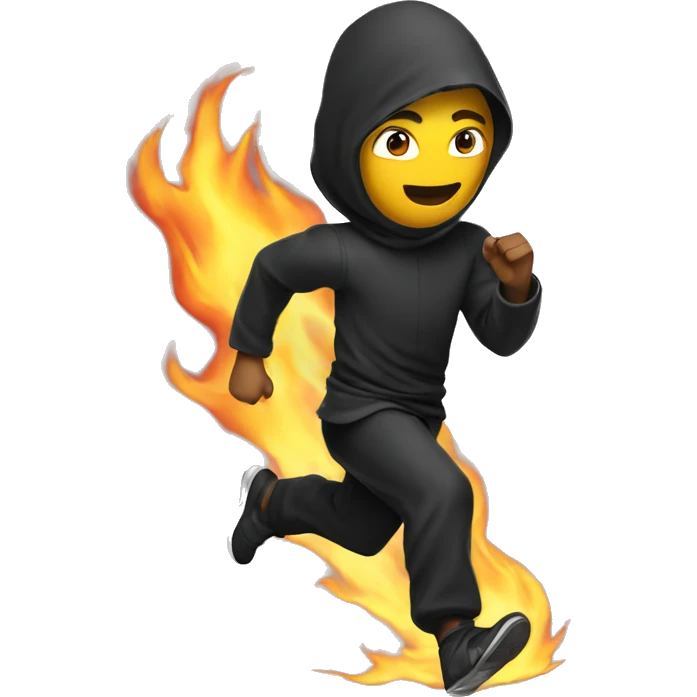 Running from ninja on fire emoji