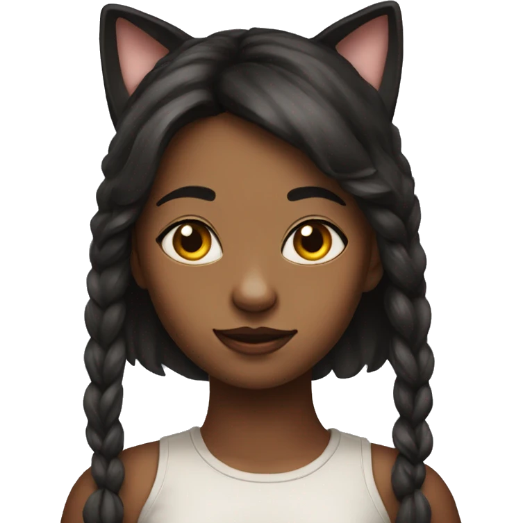 realistic portrait of girl with cat ears emoji