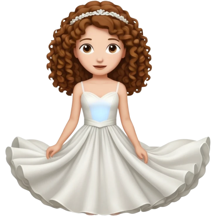 A bride with a curly brown hair emoji