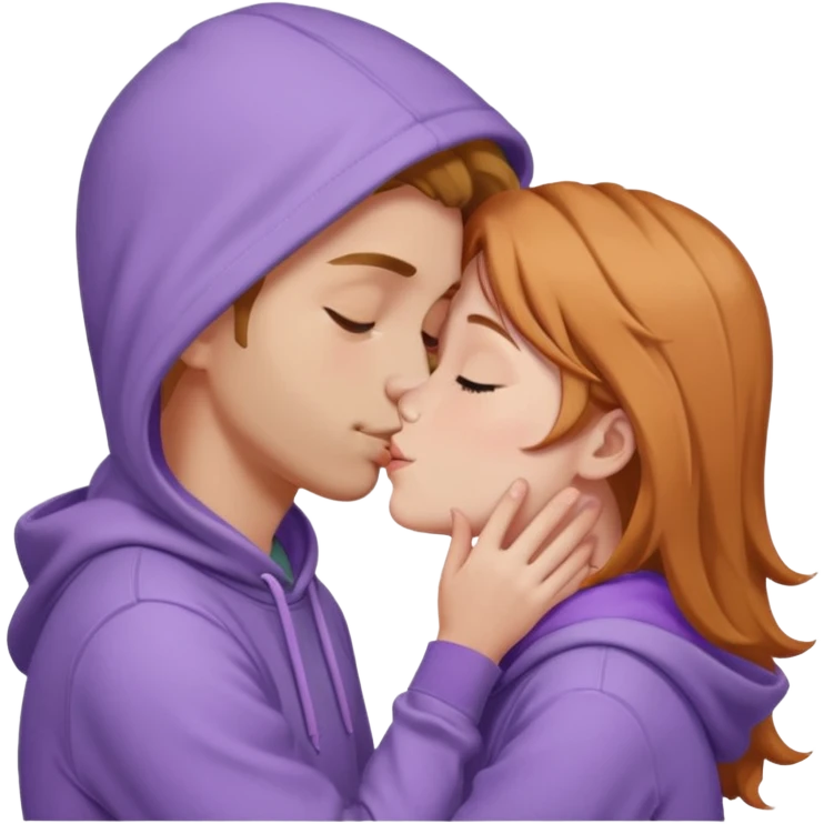 Gay in lavanda hoodie kiss with hayzel hair girl  emoji