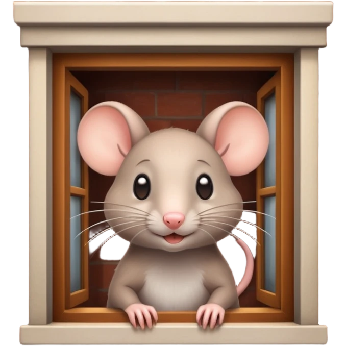 cute rat peeking out of a restaurant building emoji