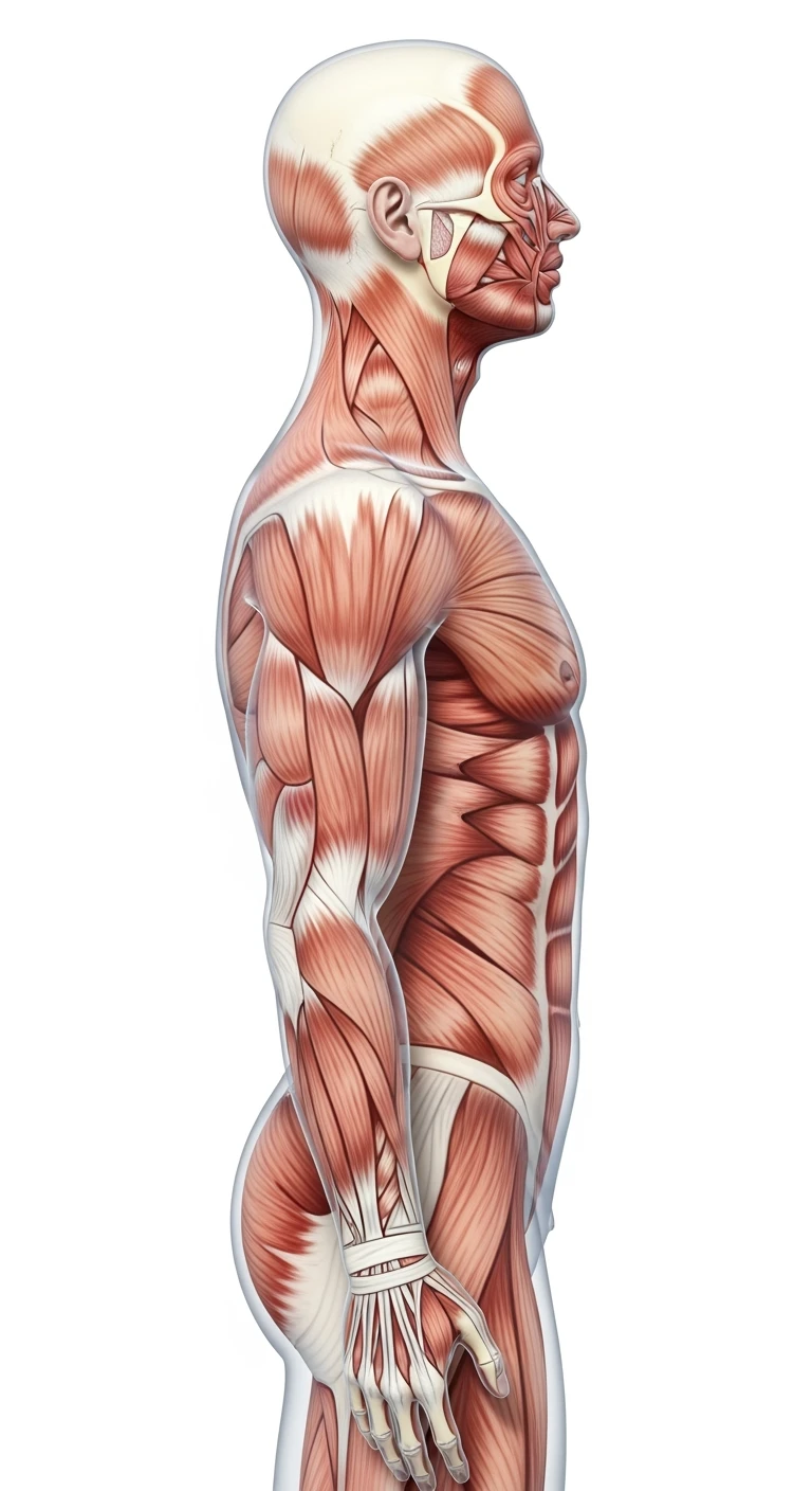 corpo umano anatomico di profilo realistico con schiena piatta, sfondo bianco, iperrealistico 4k emoji