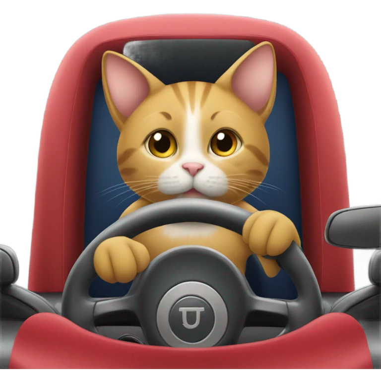Cat drive a car with apple  emoji