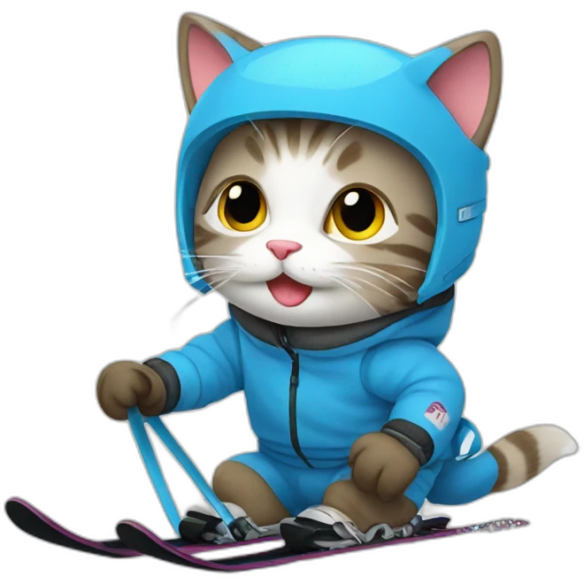 Kitty skiing emoji