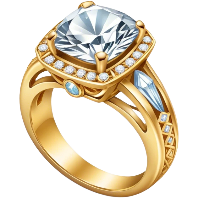 Create a bright and detailed icon representing jewelry art and the craft of making jewelry. The design should feature elements like a sparkling diamond, a gold ring, a jeweler’s tools (such as pliers and a workbench), and some delicate detailing that conveys craftsmanship and luxury. The icon should be clean, vibrant, and visually striking, with a balance of sophistication and creativity. emoji
