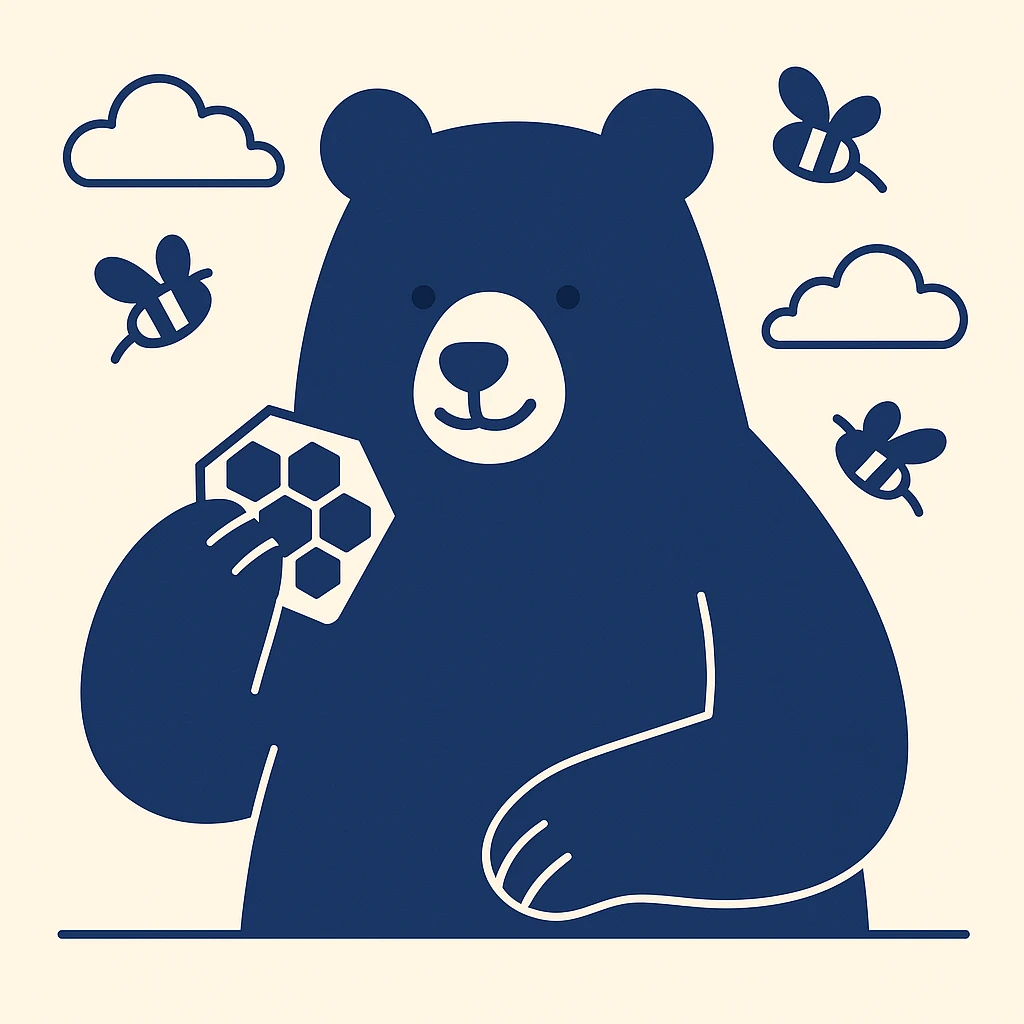bear eating honeycomb with bees flying around emoji
