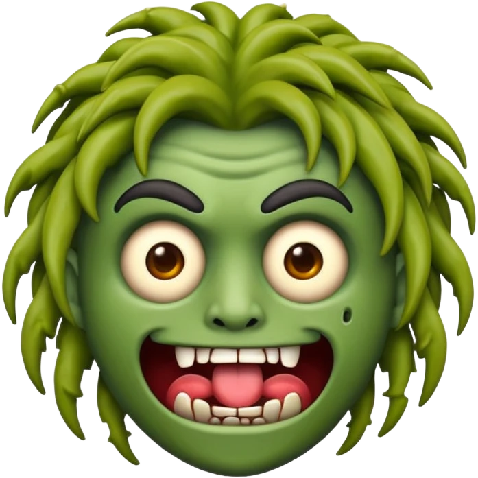 Faça um zumbi estilo emojis de iPhone, de uma moça parda dos cabelos ondulados  emoji