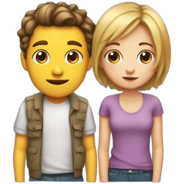 Cute girl with a ugly boy emoji