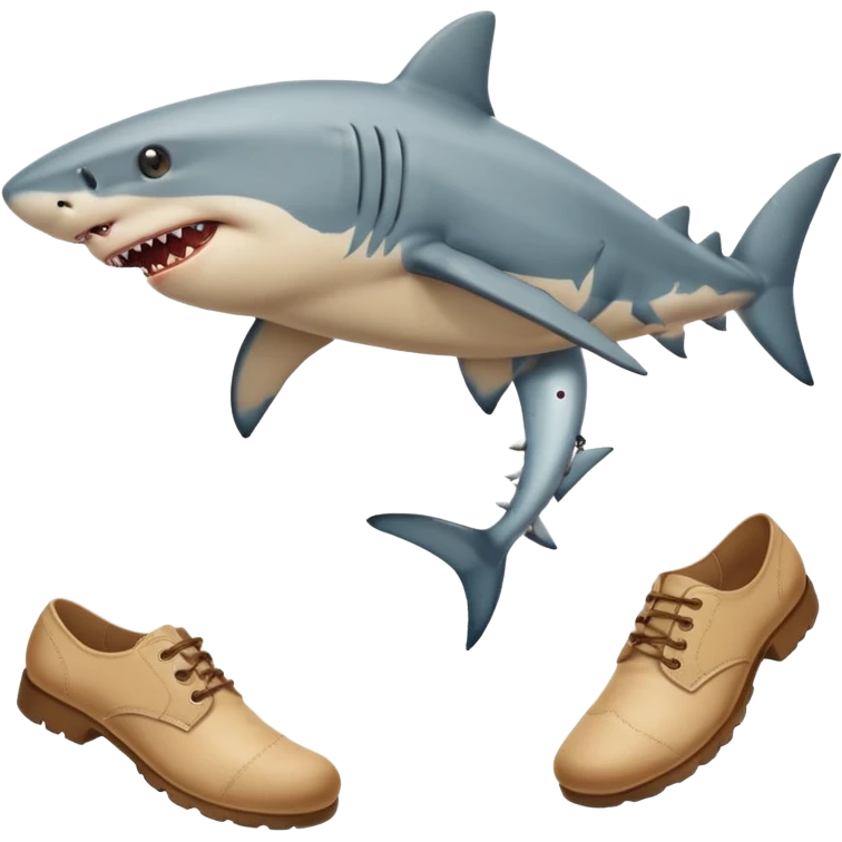 shark with shoes like the Italian brain rot but the hands are sticking out and above one of the hand is a 6 and on the other one is a 7 emoji