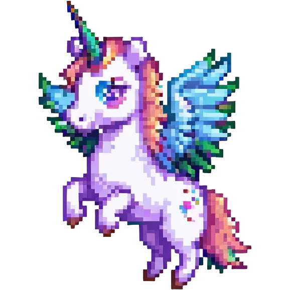 pixel art unicorn with wings, flying emoji
