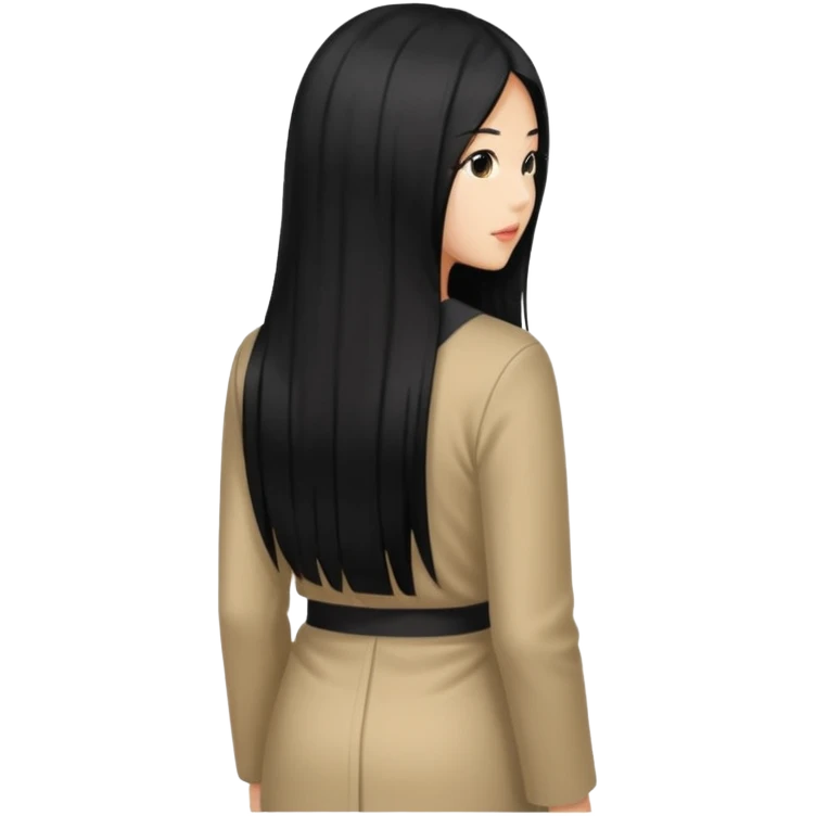anonymous asian female person standing view from the back emoji