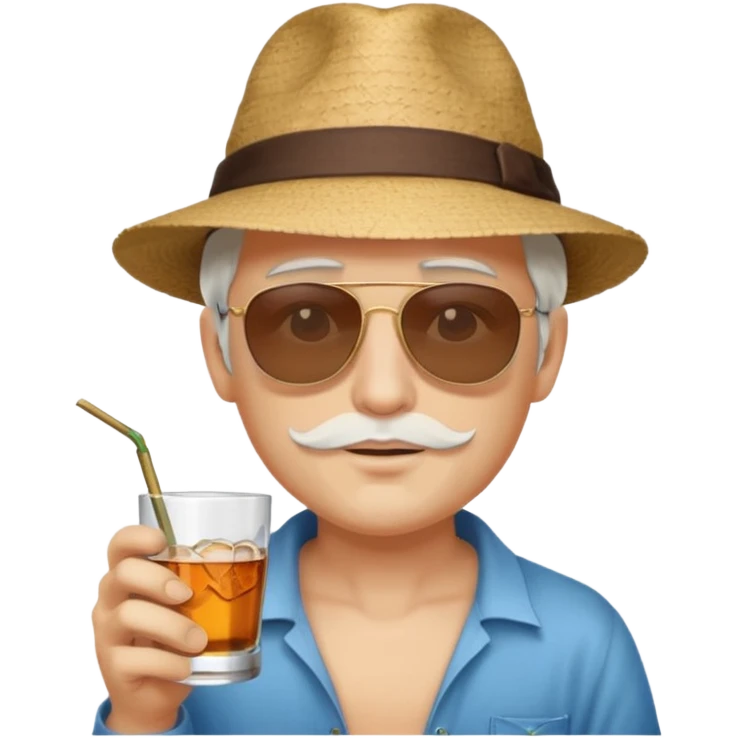Merlin drinking whisky in the beach emoji