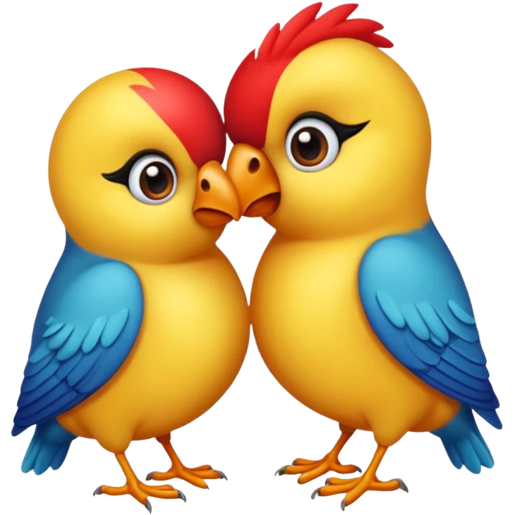 crea dos agapornis dándose un beso emoji