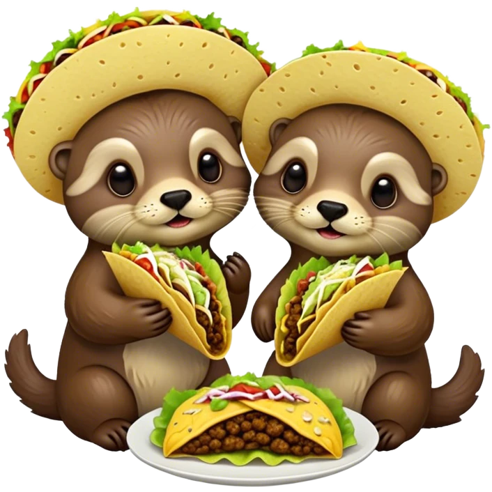 Two otters eating tacos emoji