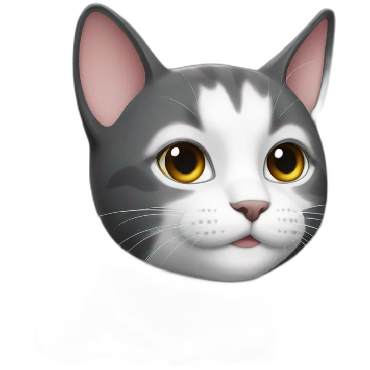A dark grey and white cat emoji