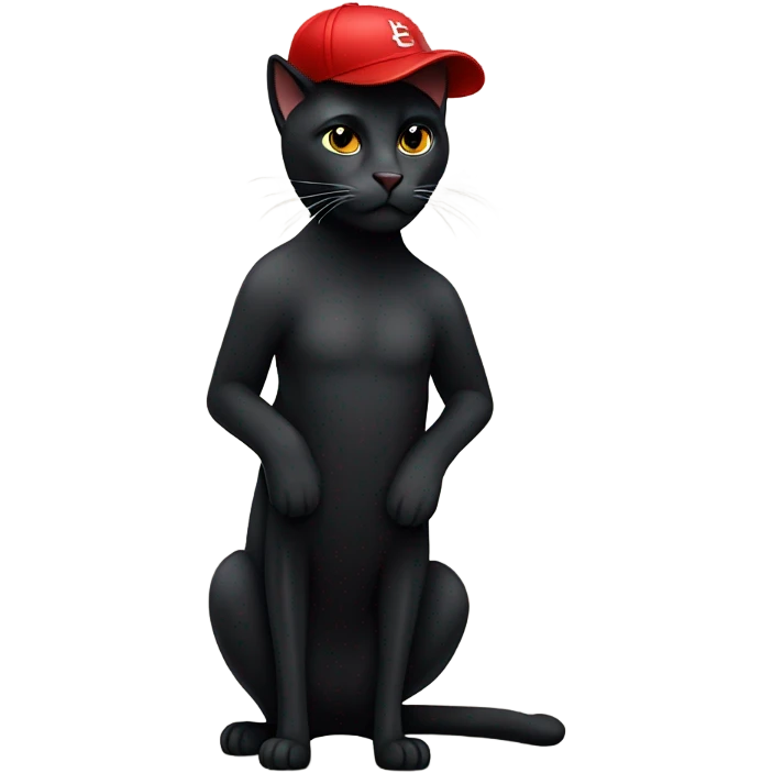 Black cat wearing red baseball cap  emoji