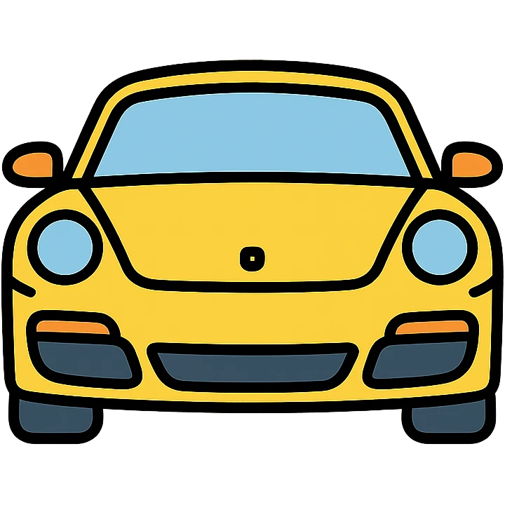 Porsche car, color outline icon, black outlines with subtle color fills, modern and sleek emoji