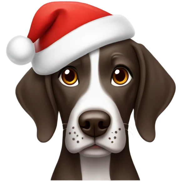 German shorthair with Santa hat emoji