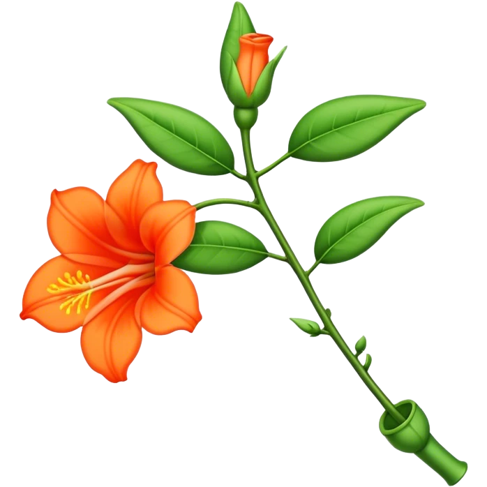 single Trumpet Vine flower, straight stem emoji