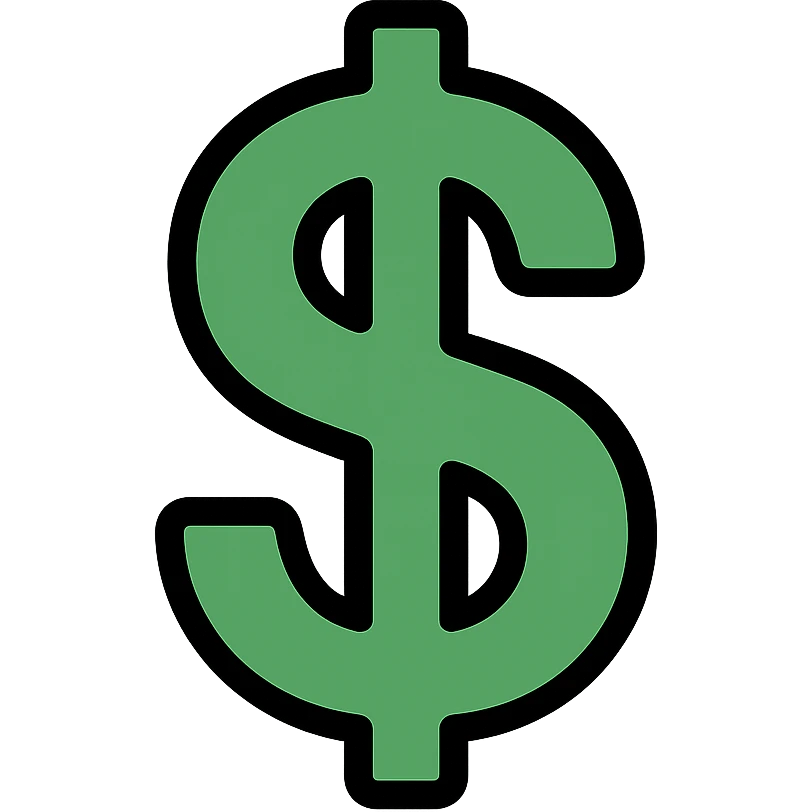 green dollar sign icon, color outline style emoji