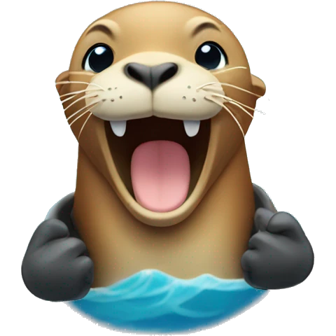 sea lion with thumbs up winking emoji