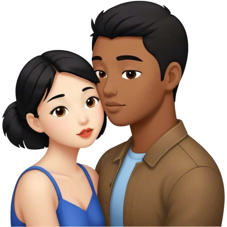 make a cute asian girl kiss a black haired guy on the cheek emoji
