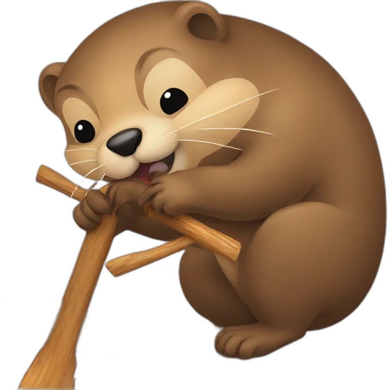 Beaver biting wood emoji