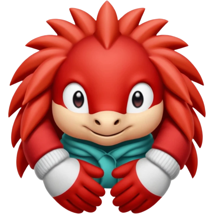 knuckles a red animal with peach arms and white mittens that have no fingers , he’s a echidna with red eyes emoji