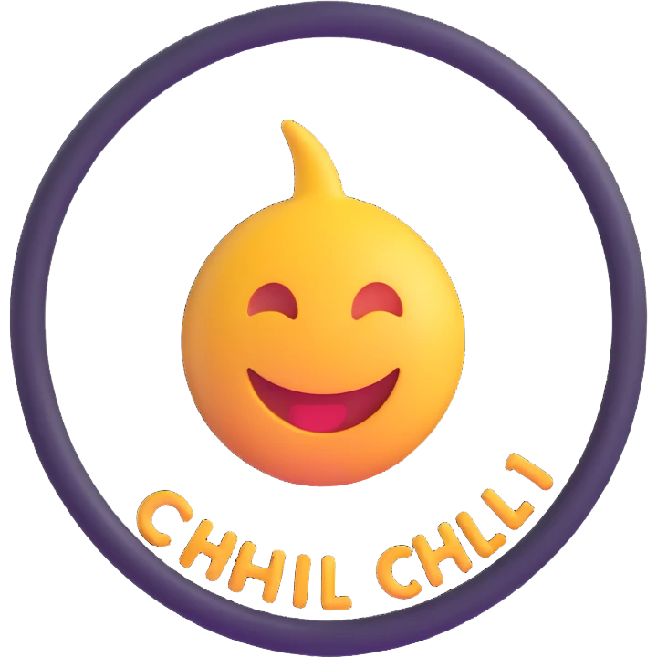colorful 3D circular emoji with the word 'chill' in the center in a modern font emoji