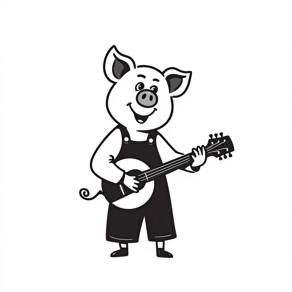 A pig playing music emoji