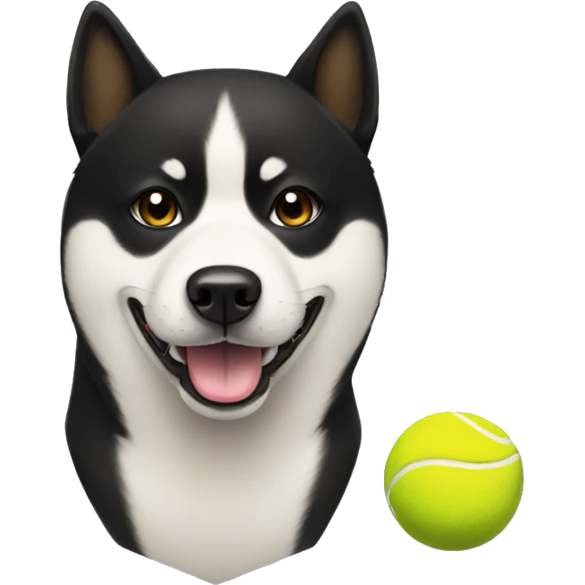 Black Shiba Inu with tennis ball in mouth  emoji