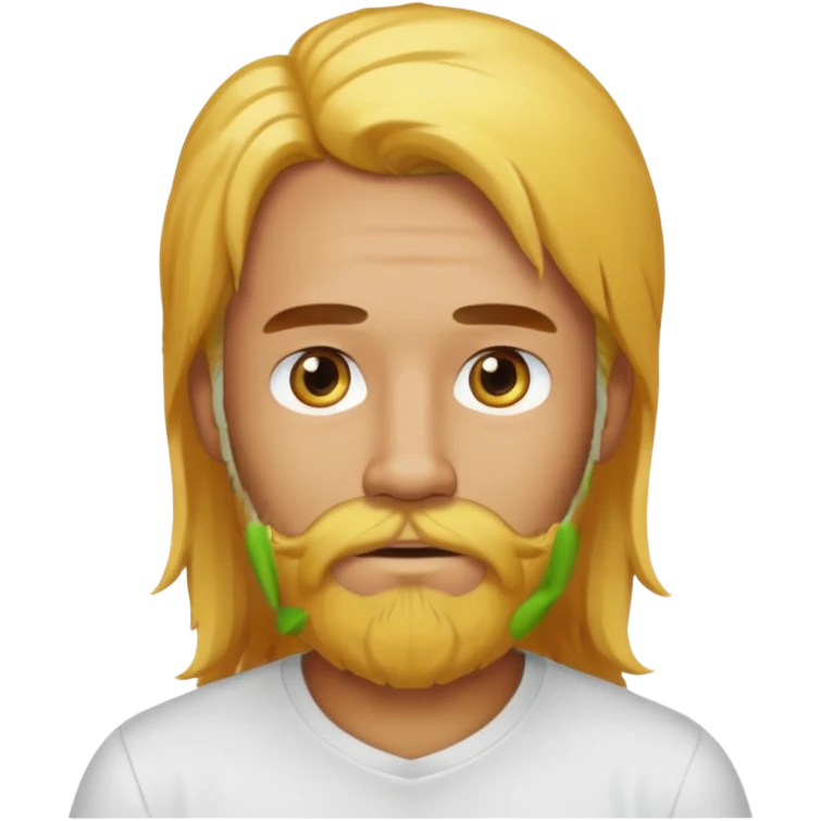 yellow long hair bearded man with white shirt emoji