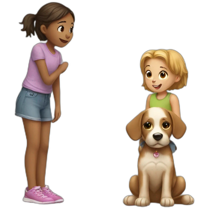 little girl and dog emoji