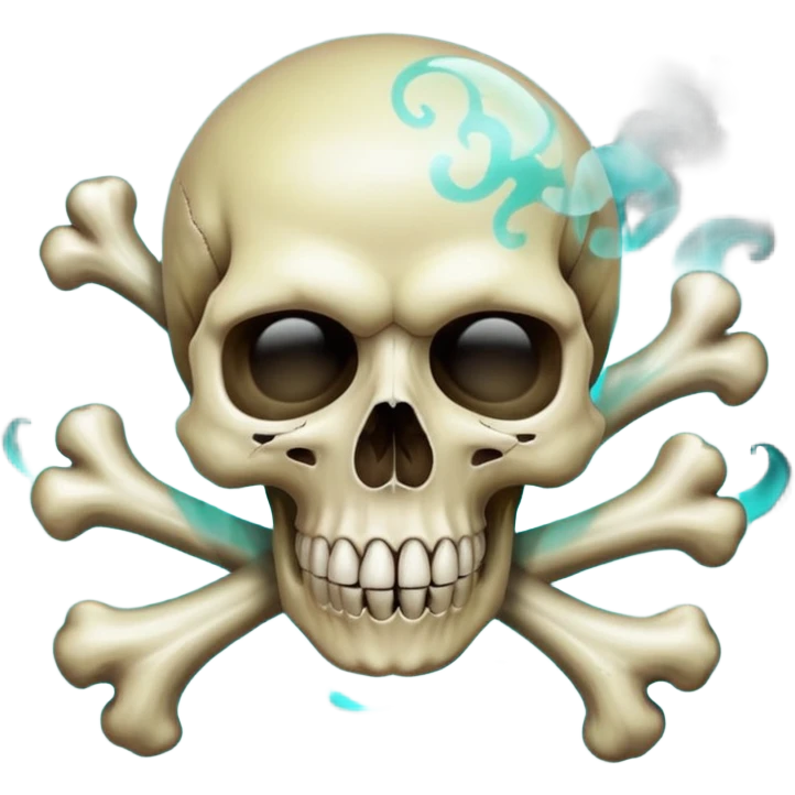 a poisonous cloud of gas, dark swamp color, with an image of a skull and two crossed bones behind the skull emoji