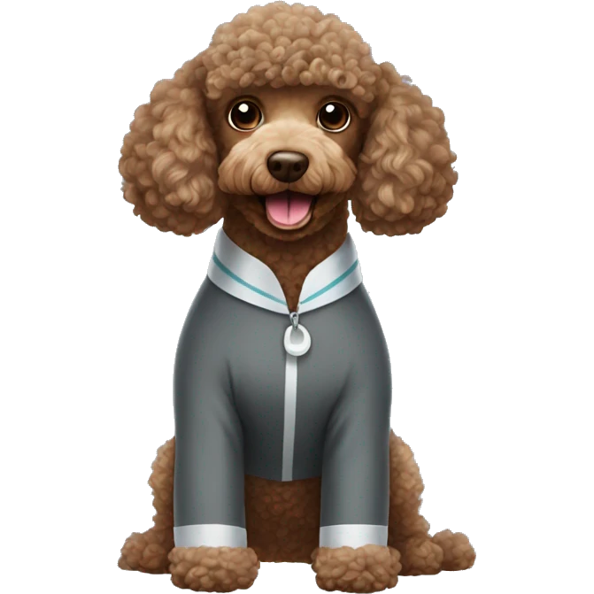 Brown poodle in shark costume emoji