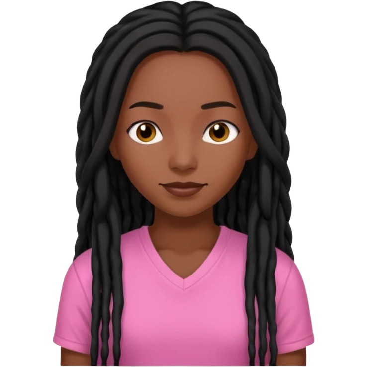 Woman dark brown skin with long black locs pink shirt emoji