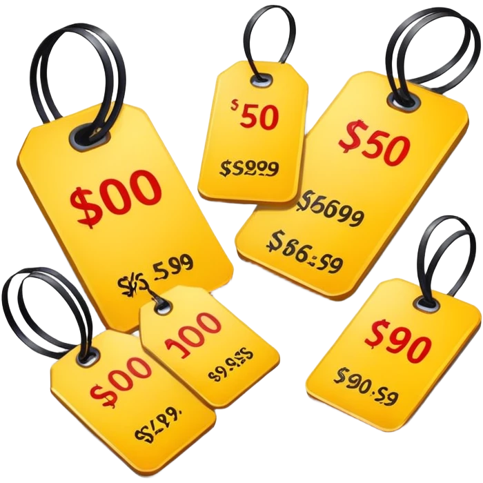 price tags with different prices being compared emoji