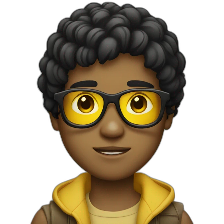 boy with yellow tinted glasses and combed black hair  emoji