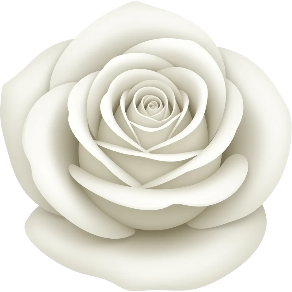 A white rose emoji in quiet luxury style, soft petals, refined beauty, elegant and timeless emoji design emoji