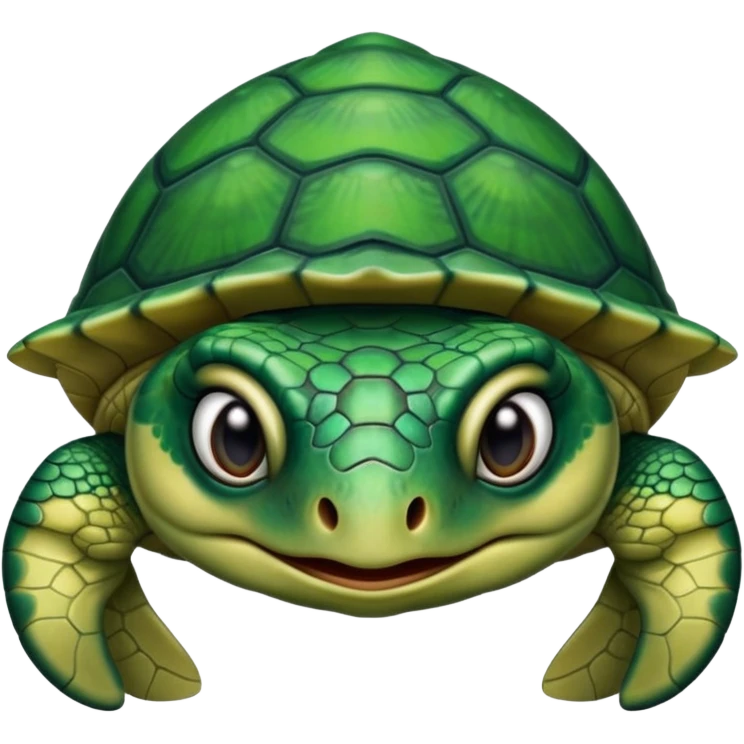 Angry dark green turtle that has half closed eyelids emoji
