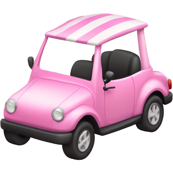 Pink golf car with striped scalloped top emoji