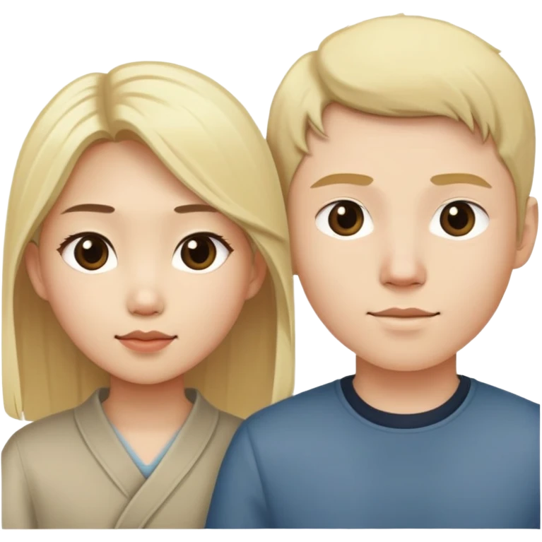 Asian girl and white boy with blonde hair  emoji