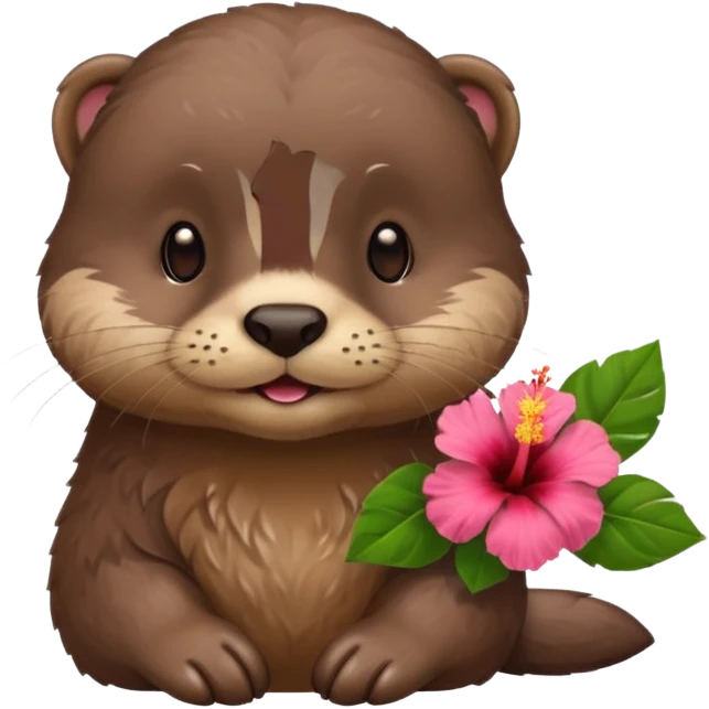 otter with a hibiscus behind its ear emoji